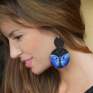 Handcrafted Handpainted Wood Lightweight Dangling Oil Original Art Earrings